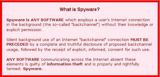 Explicao sobre Spyware na pgina de Steve Gibson. Clique aqui para ver a pgina original