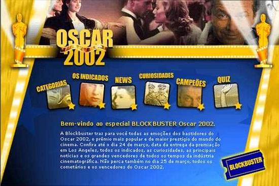 Pgina especial da Blockbuster sobre o Oscar 2002