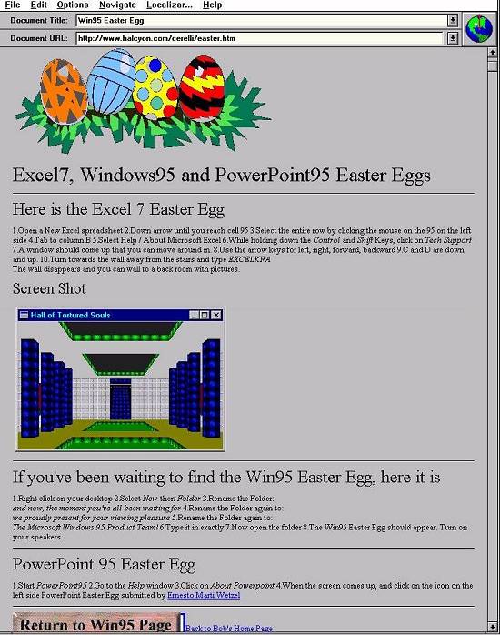 Existem muitos endereos sobre Easter Eggs na Internet