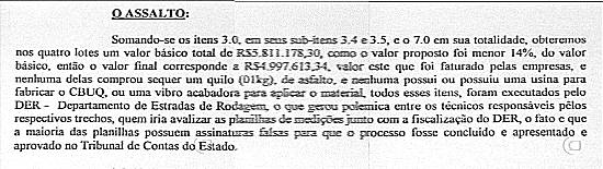 Documento com a denncia (Imagens remontadas, da Rede Globo de Televiso, no Jornal Nacional de 4/12/2001)