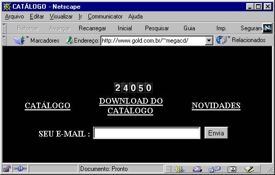 Página de abertura do site da MegaCD 2000, que está sendo retirado do ar