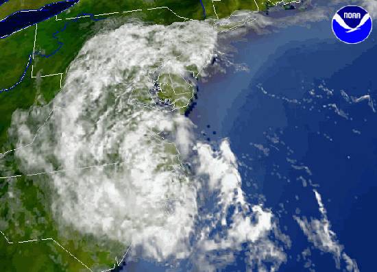 Tormenta tropical Allison, na costa Leste dos Estados Unidos, em 6/2001. Foto: NOAA