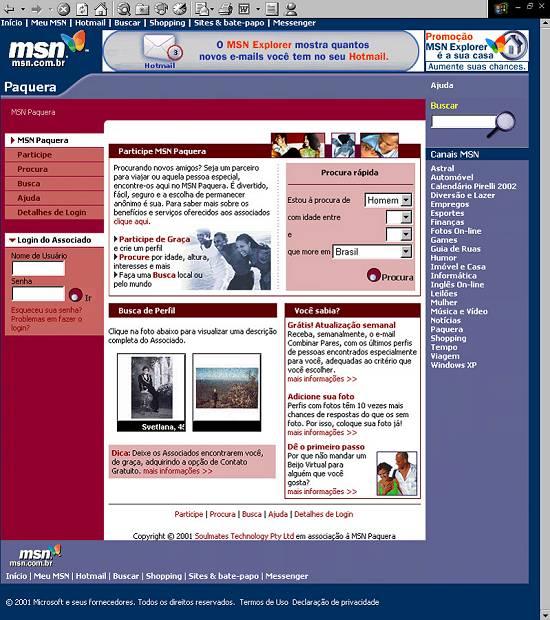 Página Web do canal MSN Paquera