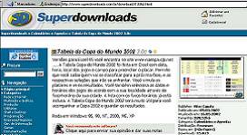 Página do SuperDownloads permite copiar a tabela da Copa 2002