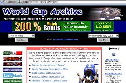 Página do World Cup Archive, em inglês