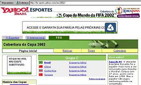 Página do Yahoo! Esportes, em português