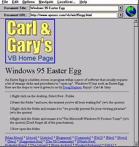 Existem muitos endereços sobre Easter Eggs na Internet