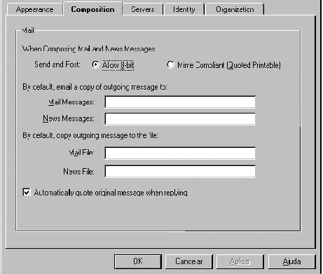 Tela do Netscape 3.0 para a configurao do MIME