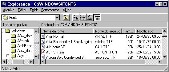 No Windows, o Explorer mostra os arquivos de forma semelhante  do DOS