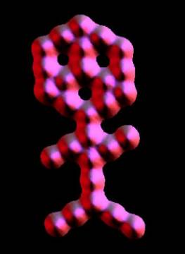 Nano-imagem 'Carbon Monoxide Man', produzida com monxido de carbono sobre platina, pela IBM/Almaden