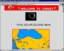 Página especial do observatório turco Istanbul Kandilli Observatory
