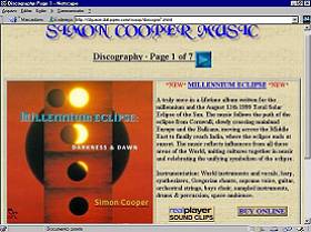 Página com o álbum do músico inglês Simon Cooper