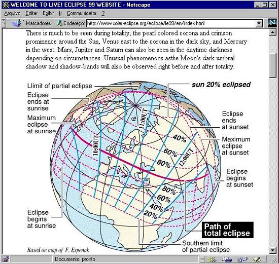 Página Web sobre o eclipse, da Solar-Eclipse.org