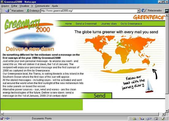 Página do Greenpeace oferece a imagem da primeira aurora de 2000