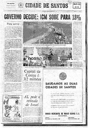 Primeira edio do 'Cidade de Santos', em 1 de julho de 1967
