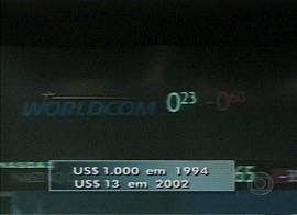 Queda nas aes do grupo MCI-WorldCom (Captura de tela - Rede Globo de Televiso - 26/6/2002 - 23h39)