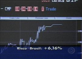 Risco Brasil e dlar pioram, 'graas' aos conselhos dos magos de Wall Street (Captura de tela - Rede Globo de Televiso - 4/6/2002 - 20h35)