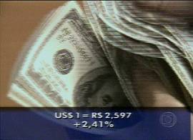 Risco Brasil e dlar pioram, 'graas' aos conselhos dos magos de Wall Street (Captura de tela - Rede Globo de Televiso - 4/6/2002 - 20h35)