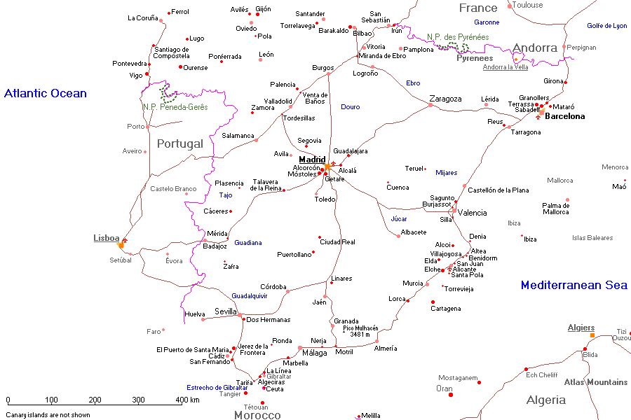 Mapa: Espanha ©2001 Roy Digital Design - http://Gheos.com