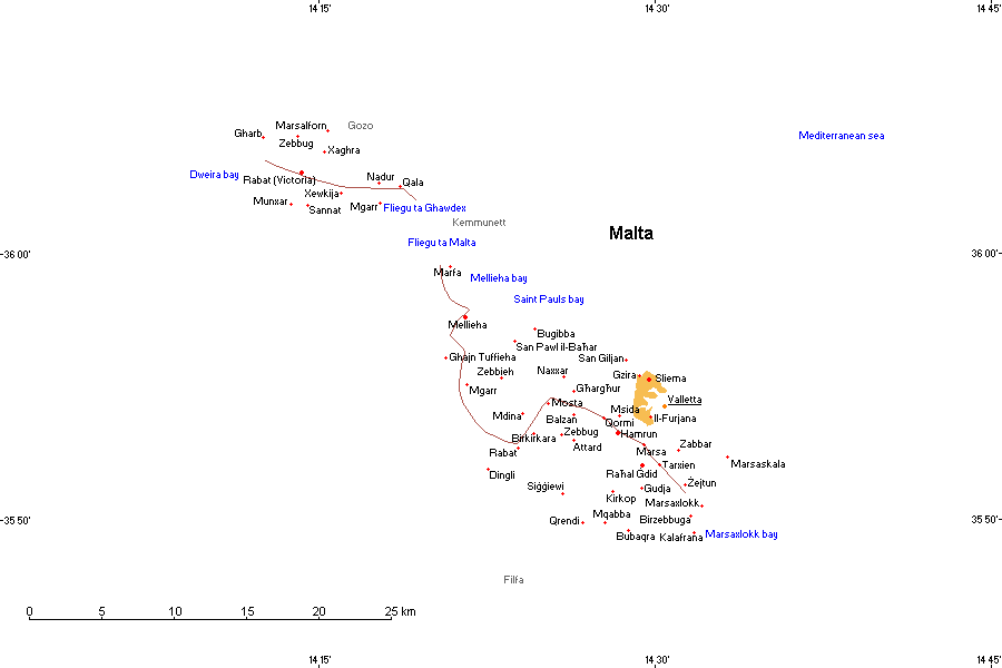 Mapa: Malta ©2001 Roy Digital Design - http://Gheos.com