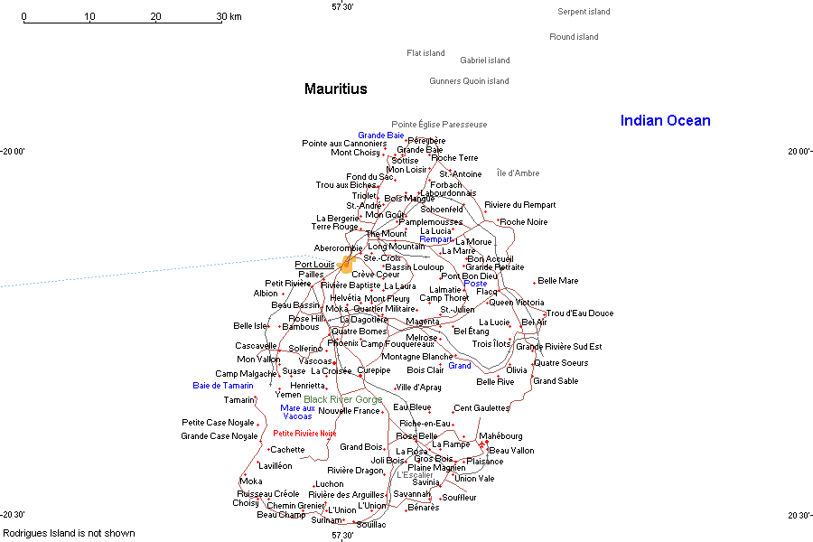 Mapa: Maurício,República da Maurícia ©2001 Roy Digital Design - http://Gheos.com