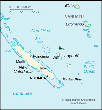 Mapa: Nova Caledônia (da França) © CIA World Factbook https://www.cia.gov/library/publications/the-world-factbook/geos/