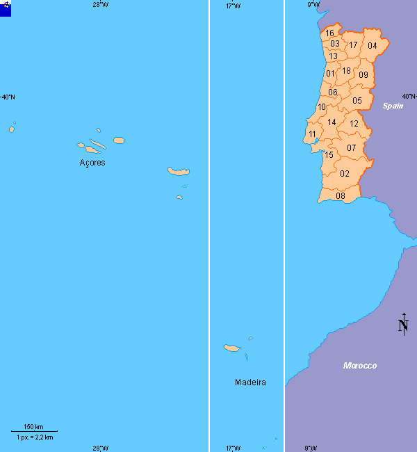 Mapa de Portugal  FOTW Flags Of The World