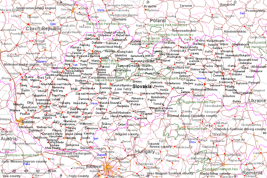 Mapa: Eslováquia ©2001 Roy Digital Design - http://Gheos.com