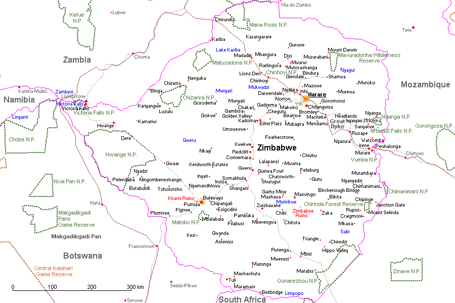 Mapa: Zimbábue ©2001 Roy Digital Design - http://Gheos.com