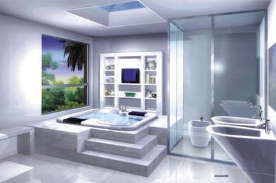 Banheiro: transparncia eletronicamente controlada, piso aquecido, ducha e banheira automatizadas...