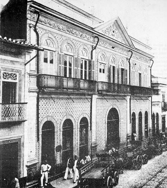 Casa de Frontaria Azulejada, foto do início do século XX. Imagem: 'Poliantéia Santista'